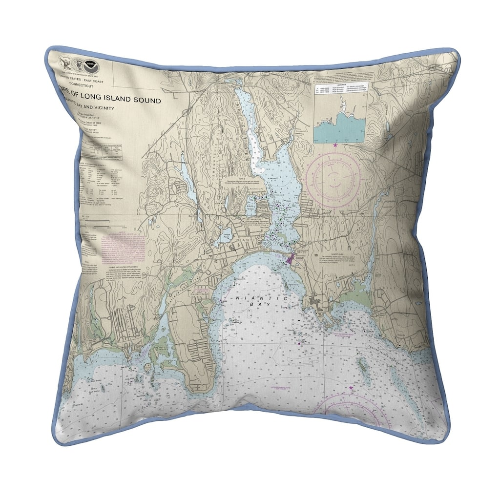 North Shore Long Island to Niantic Bay, CT Nautical Map Pillow