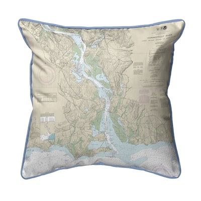 Connecticut River, CT Nautical Map Pillow 18x18