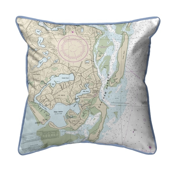 Chatham Harbor, MA Nautical Map Pillow 18x18