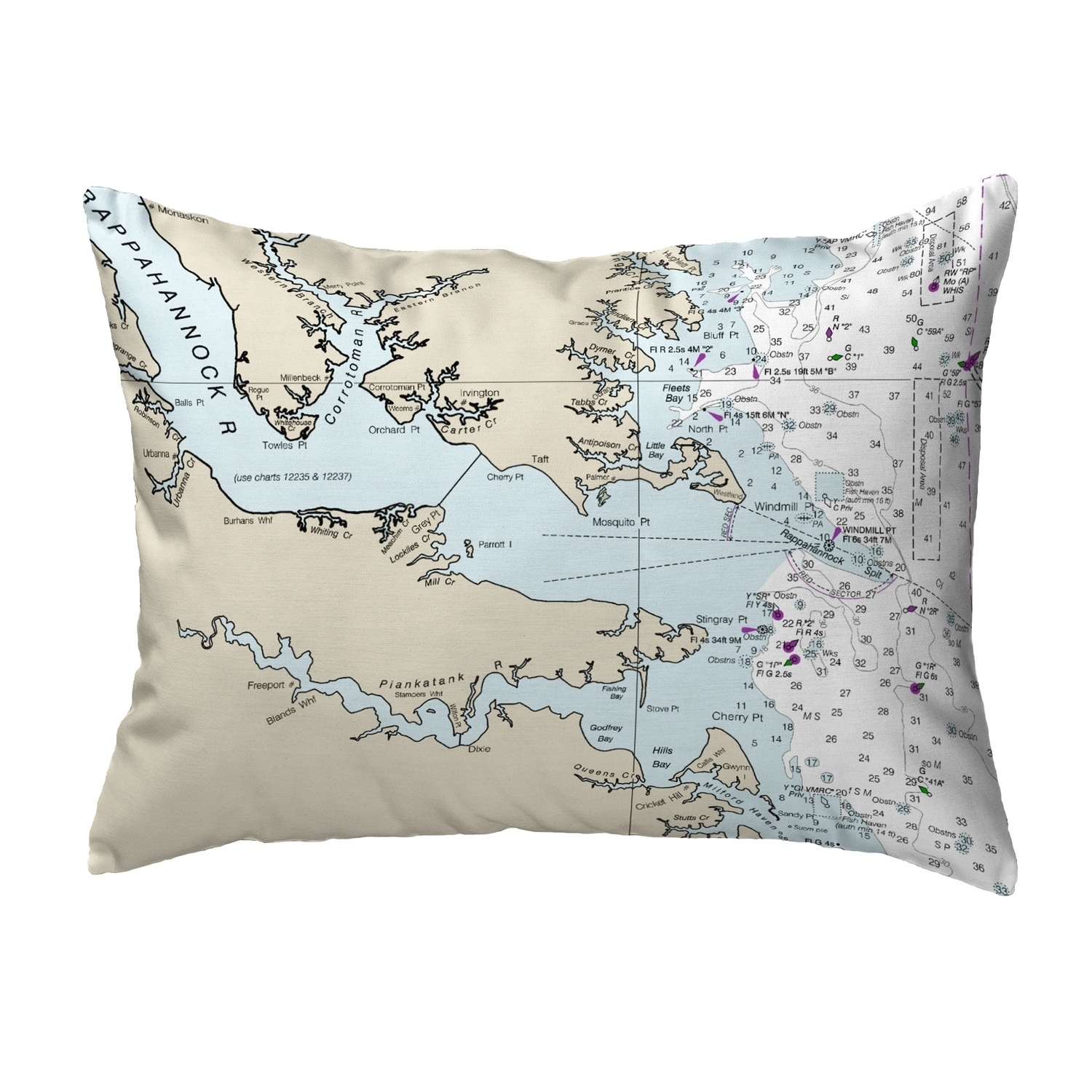 Chesapeake Bay, MD Nautical Map Pillow 16x20 - Bed Bath & Beyond - 22878123