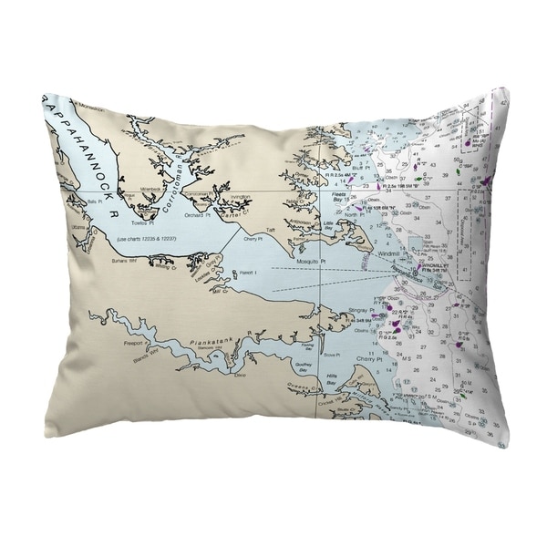 Chesapeake Bay, VA Nautical Map Noncorded Indoor/Outdoor Pillow 16x20