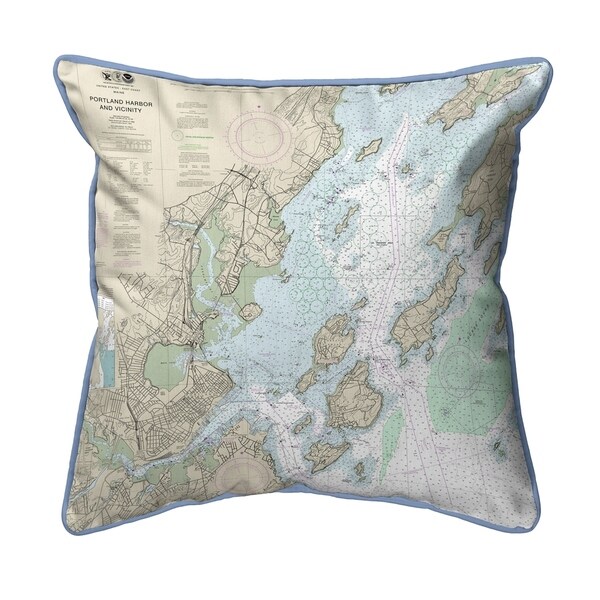 Portland Harbor and Vacinity, ME Nautical Map - Light Blue Pillow