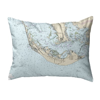 Sanibell Island, FL Nautical Map Noncorded Indoor/Outdoor Pillow 16x20