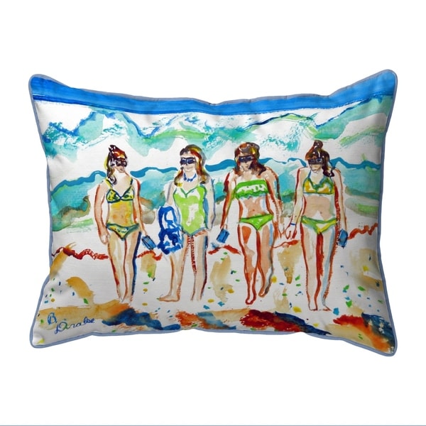 Girls Walking Large Pillow 16x20