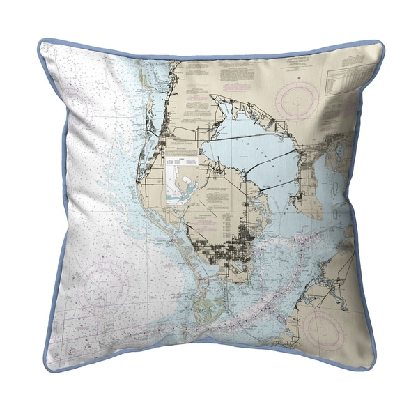Tampa Bay, FL Nautical Map Small Corded Indoor/Outdoor Pillow 11x14