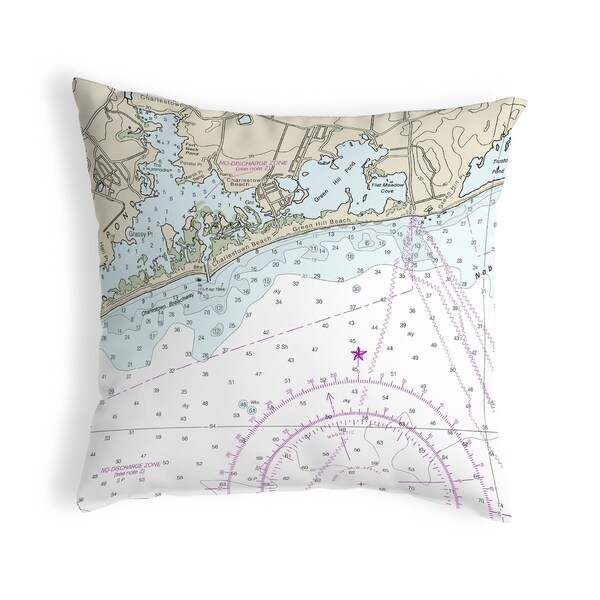 Block Island Sound - Charleston, RI Nautical Map Noncorded Pillow
