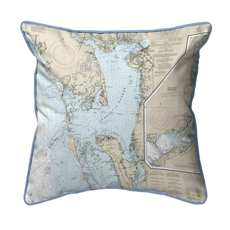 Charlotte Harbor, FL Nautical Map Small Pillow 12x12