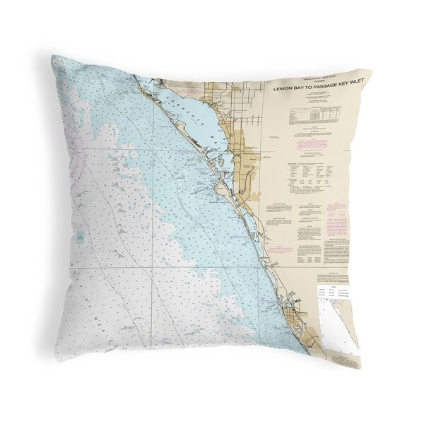 Venice - Lemon Bay to Passage Key Inlet, FL Nautical Map Pillow