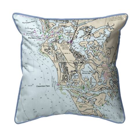 Marco Island, FL Nautical Map Small Corded Indoor/Outdoor Pillow 12x12