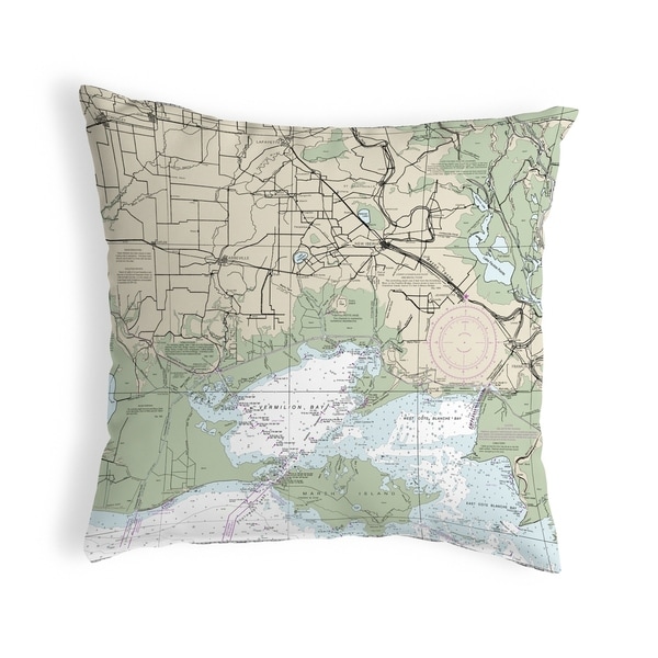 Vermilion Bay, LA Nautical Map Noncorded Indoor/Outdoor Pillow 18x18
