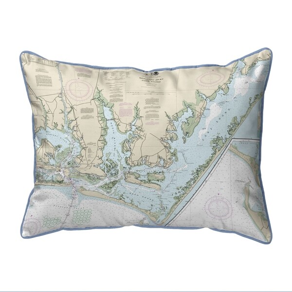 Beaufort Inlet and Part of Core Sound, NC Nautical Map Small Pillow