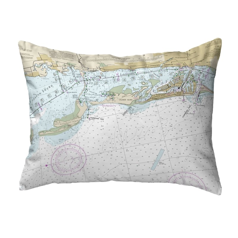 Clearwater Harbor, FL Nautical Map Pillow 16x20