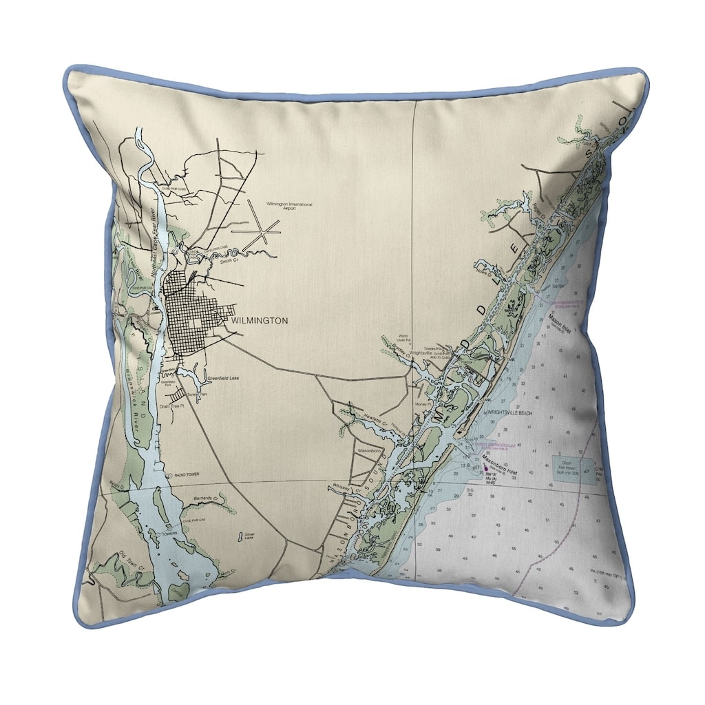 Wilmington - Wrightsville Beach, NC Nautical Map Small Pillow