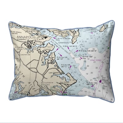 Annapolis, MD Nautical Map Small Corded Indoor/Outdoor Pillow 11x14