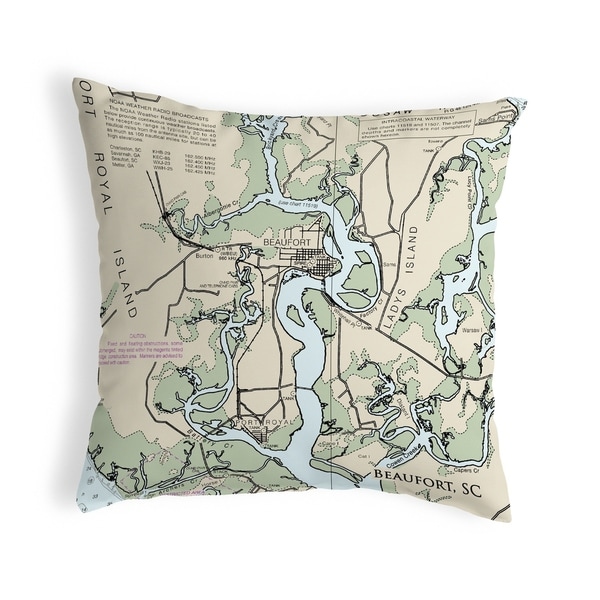 Beaufort - Detail, SC Nautical Map Noncorded Pillow