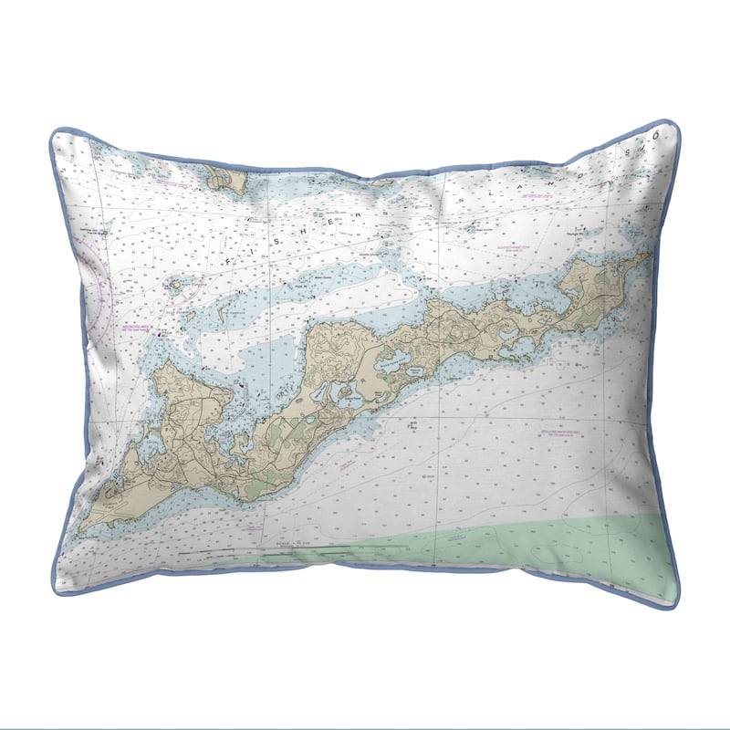 Fishers Island, RI Nautical Map Small Pillow 11x14
