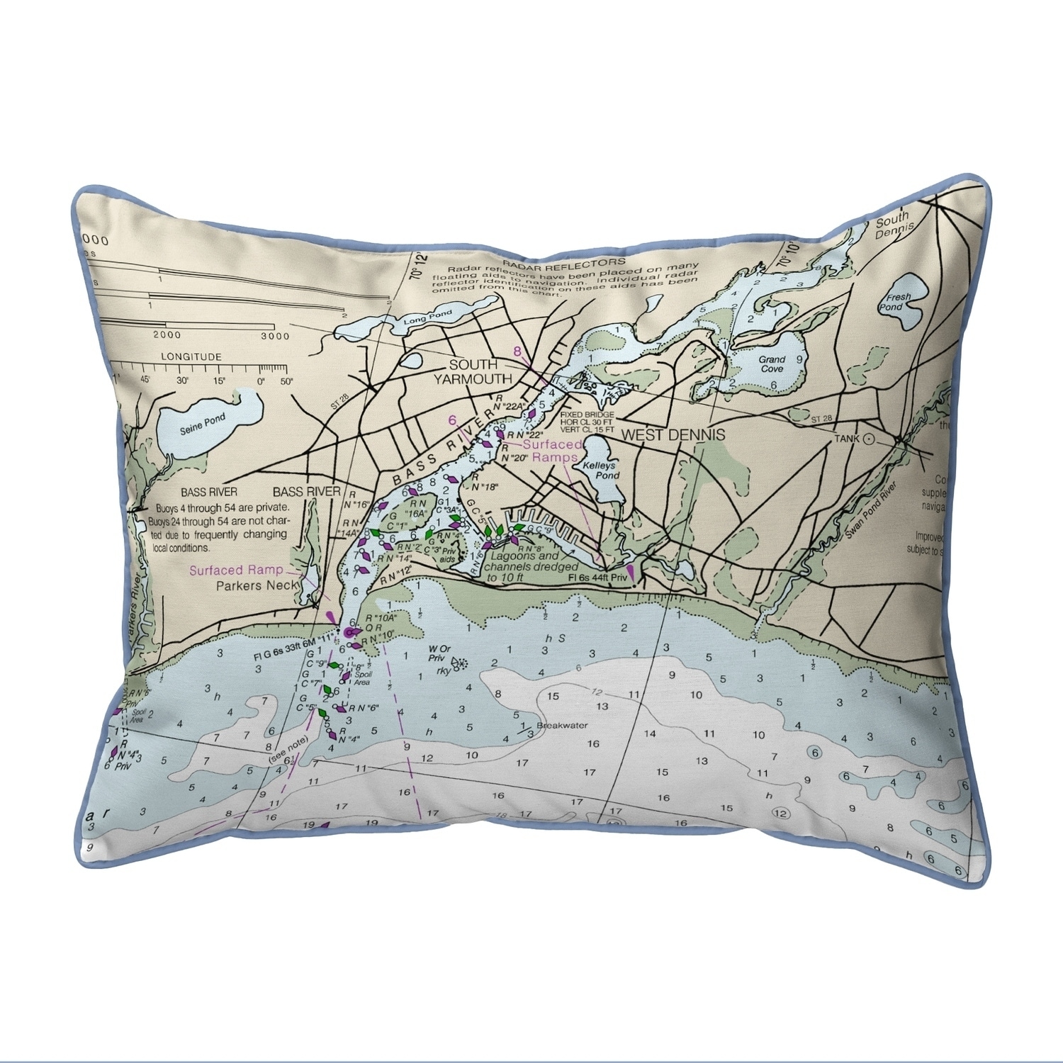 Chesapeake Bay - Miles River, MD Nautical Map Pillow 16x20 - Bed Bath ...