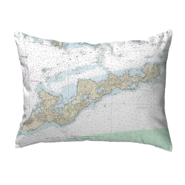 Fishers Island, RI Nautical Map Noncorded Indoor/Outdoor Pillow 16x20