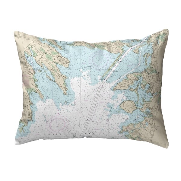 Cape Cod, MA Nautical Map Noncorded Indoor/Outdoor Pillow 16x20