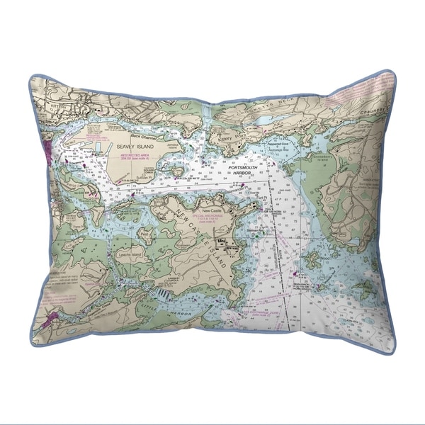 Portsmouth Harbor, NH Nautical Map Small Pillow 11x14