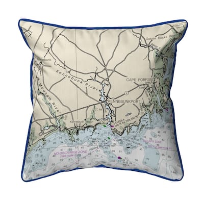 Kennebunckport, ME Nautical Map Small Pillow 12x12