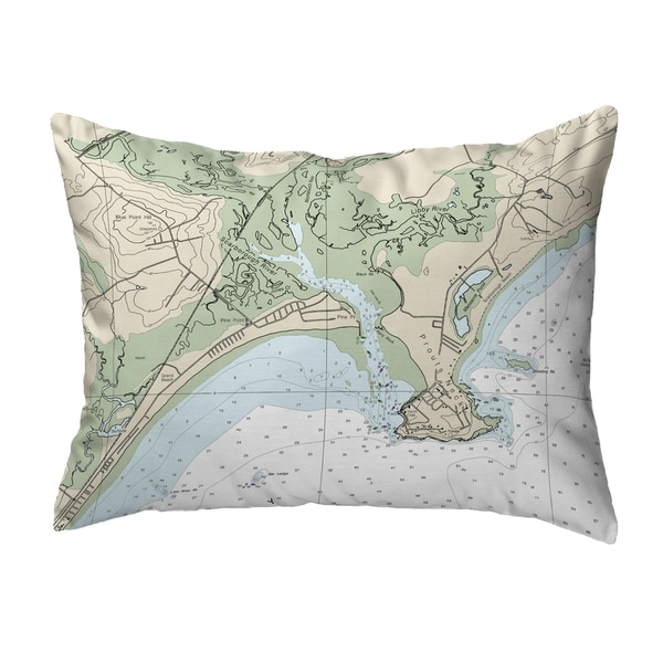 Pine Point, ME Nautical Map Noncorded Indoor/Outdoor Pillow 16x20