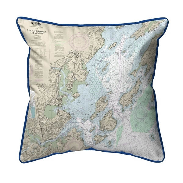 Portland Harbor and Vacinity, ME Nautical Map Small Pillow 12x12