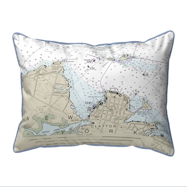 Clayton, NY Nautical Map Small Corded Indoor/Outdoor Pillow 11x14