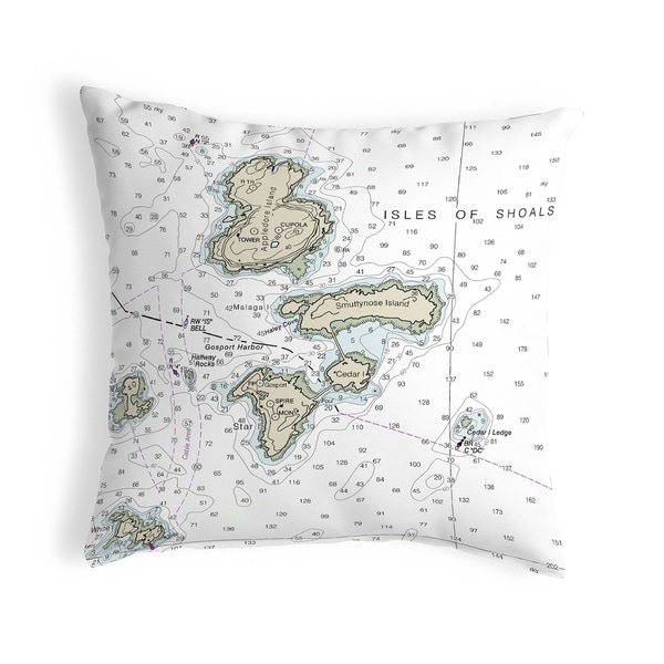 Isle of Shoals, NH Nautical Map Noncorded Indoor/Outdoor Pillow 18x18
