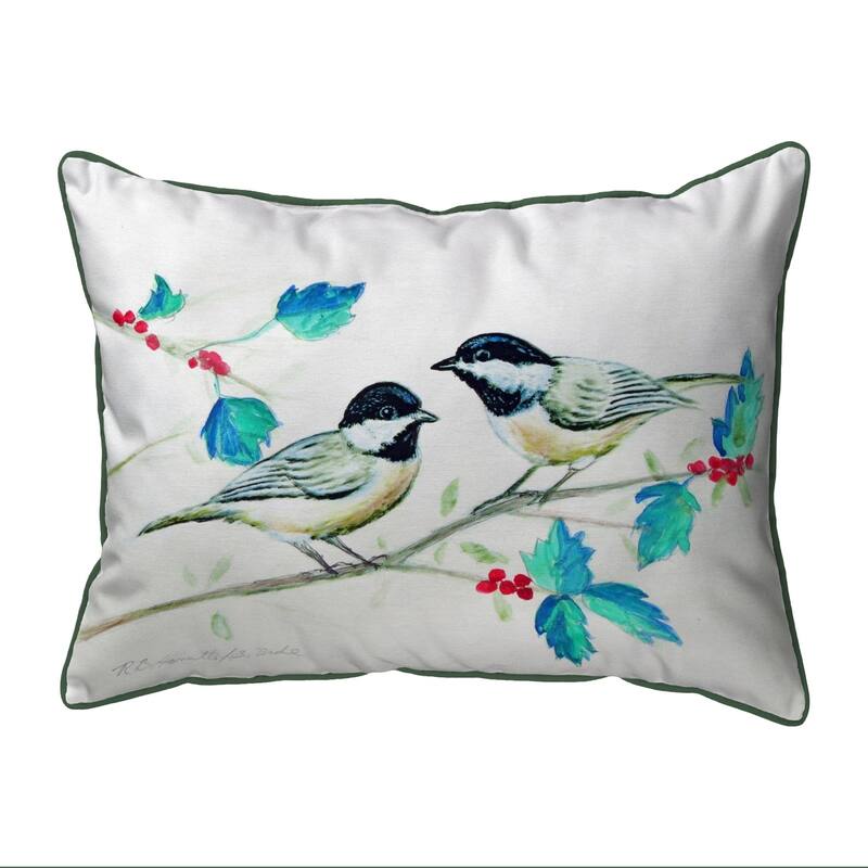 Christmas Chickadees Small Pillow 11x14