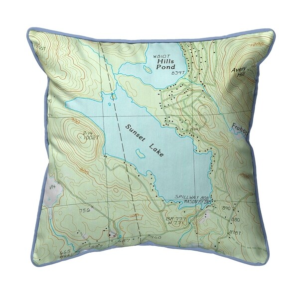 Sunset Lake, NH Nautical Map Small Corded Indoor/Outdoor Pillow 12x12