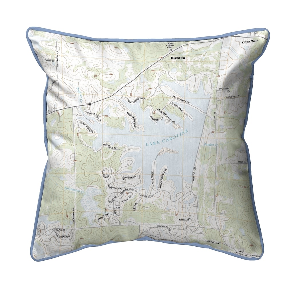 Lake Caroline, MS Nautical Map Small Corded Pillow 12x12