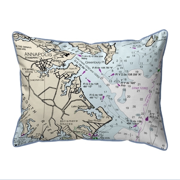 Annapolis, MD Nautical Map Extra Large Zippered Pillow
