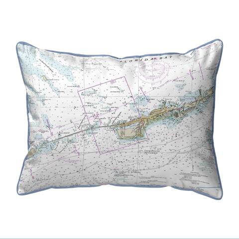 Miami to Marathon & FLorida Bay, FL Nautical Map Extra Large Zippered Pillow