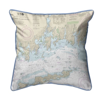 Fishers Island Sound, RI Nautical Map Extra Large Zippered Pillow
