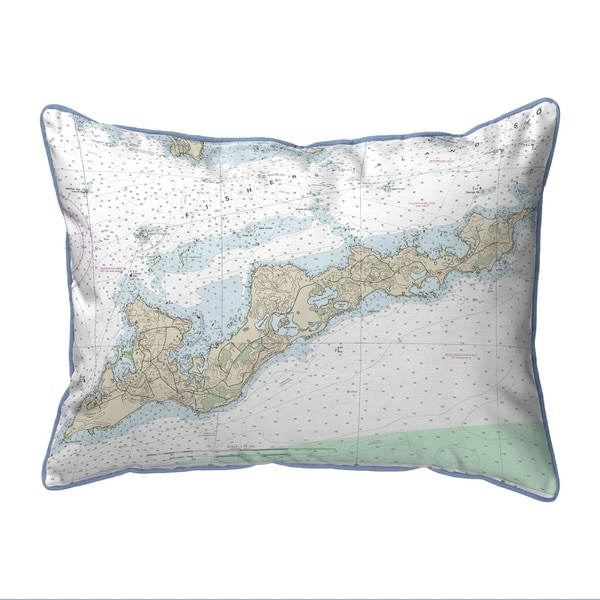 Fishers Island, RI Nautical Map Extra Large Zippered Pillow 20x24