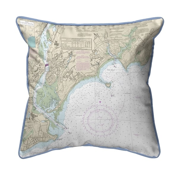 North Long Island Sound, NY Nautical Map Extra Large Zippered Pillow ...