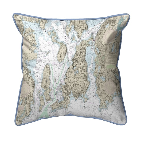 Narragansett Bay, RI Nautical Map Extra Large Zippered Pillow