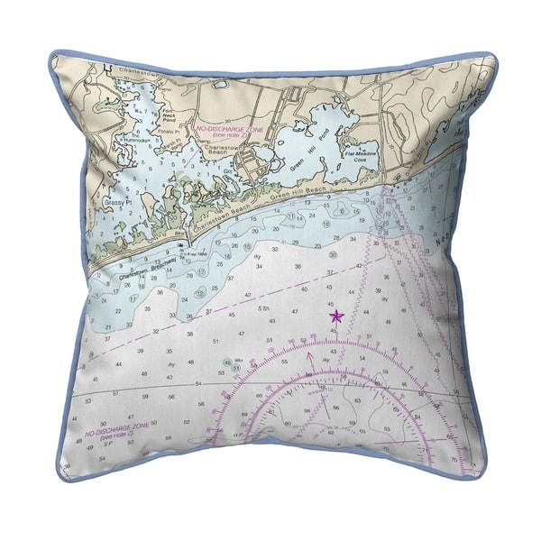 B Drake ZP13215C 22 x 22 in. Block Island Sound - Charleston RI Nautical Map Extra Large Zippered Indoor & Outdoor Pillow