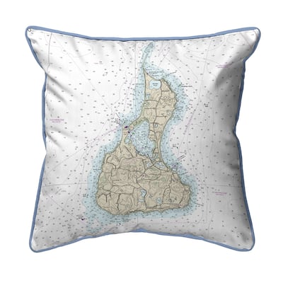Block Island, RI Nautical Map Extra Large Zippered Pillow
