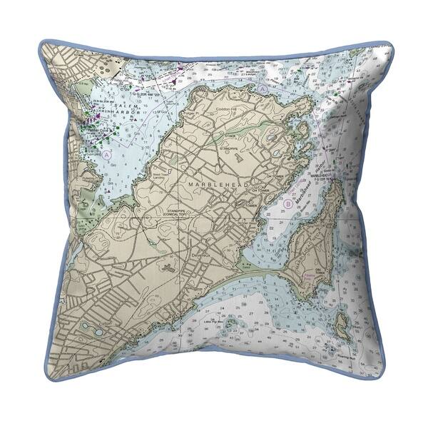 Marblehead, MA Nautical Map Extra Large Zippered Pillow - Bed Bath ...