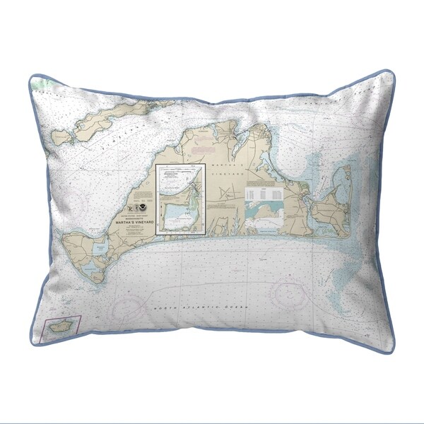 Martha's Vineyard, MA Nautical Map Extra Large Zippered Pillow
