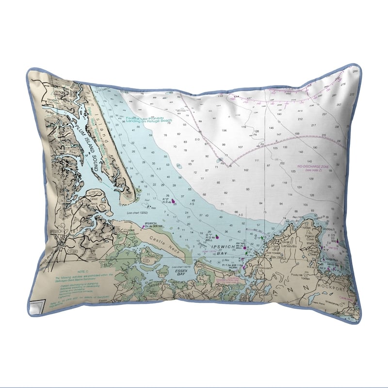 Plum Island Sound, Ma Nautical Map Extra Large Zippered Pillow - Bed 