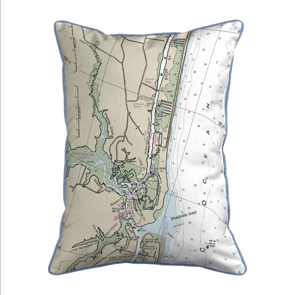 Holden Beach, NC Nautical Map Extra Large Zippered Pillow
