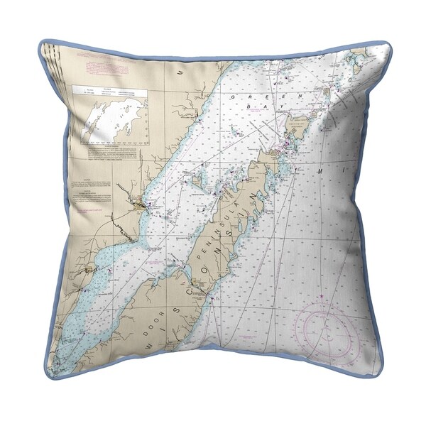 Door County, Green Bay, WI Nautical Map Extra Large Zippered Pillow
