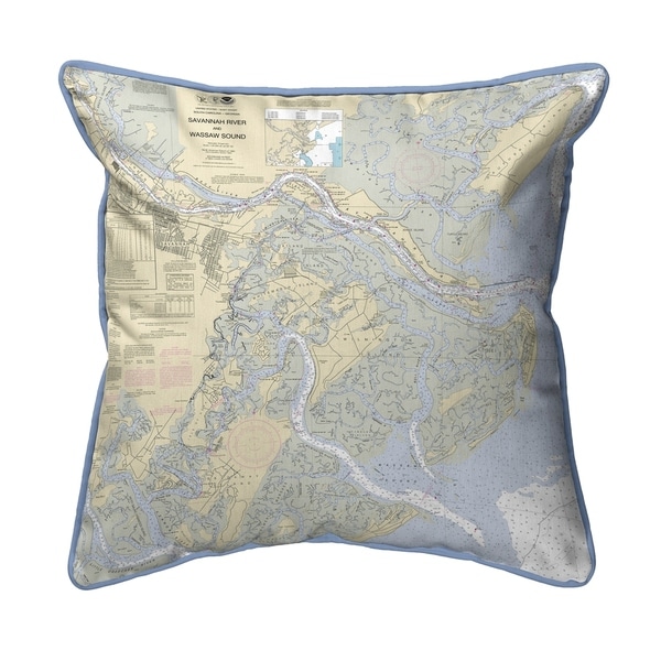 Savannah River and Wassaw Sound, GA Nautical Map Extra Large Zippered Pillow