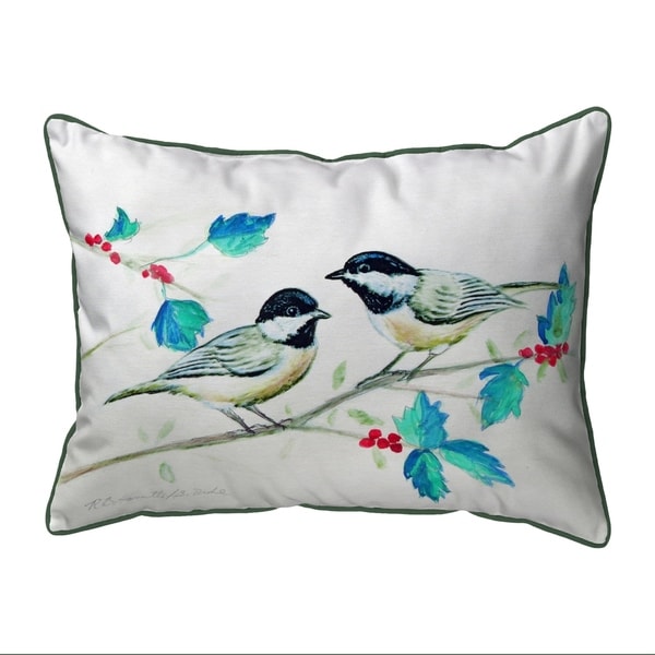 Christmas Chickadees Extra Large Zippered Pillow 20x24