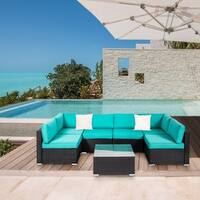 Kinbor Patio Furniture Set All-Weather Outdoor Sectional Sofa Cushioned Rattan Wicker Sofa Set