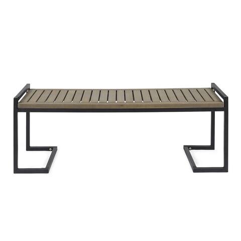 Hopkins Outdoor Industrial Acacia Wood Bench by Christopher Knight Home
