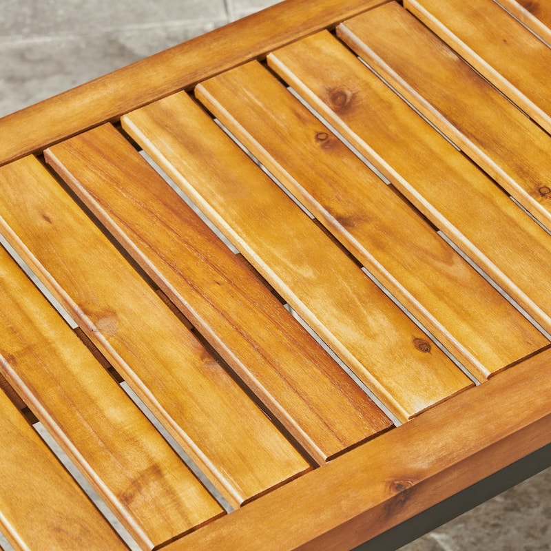 Hopkins Outdoor Industrial Acacia Wood Bench by Christopher Knight Home